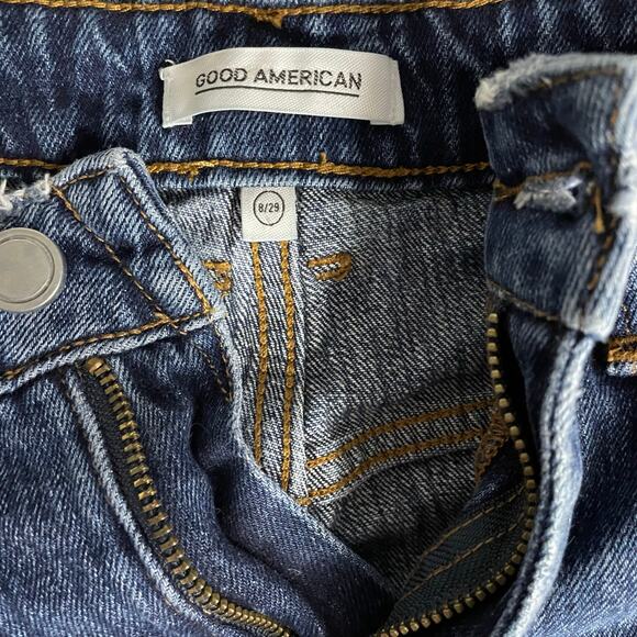 Good American Good Vintage Frayed Denim Cutoffs Jean Shorts Stretch Womens 8 29 - Picture 12 of 16